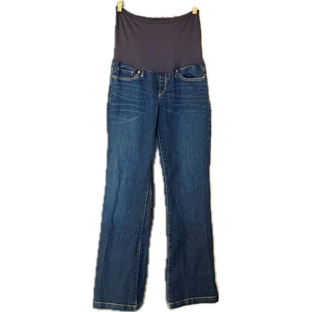 Blue Flare Maternity Jeans with‎ Stretch Panel